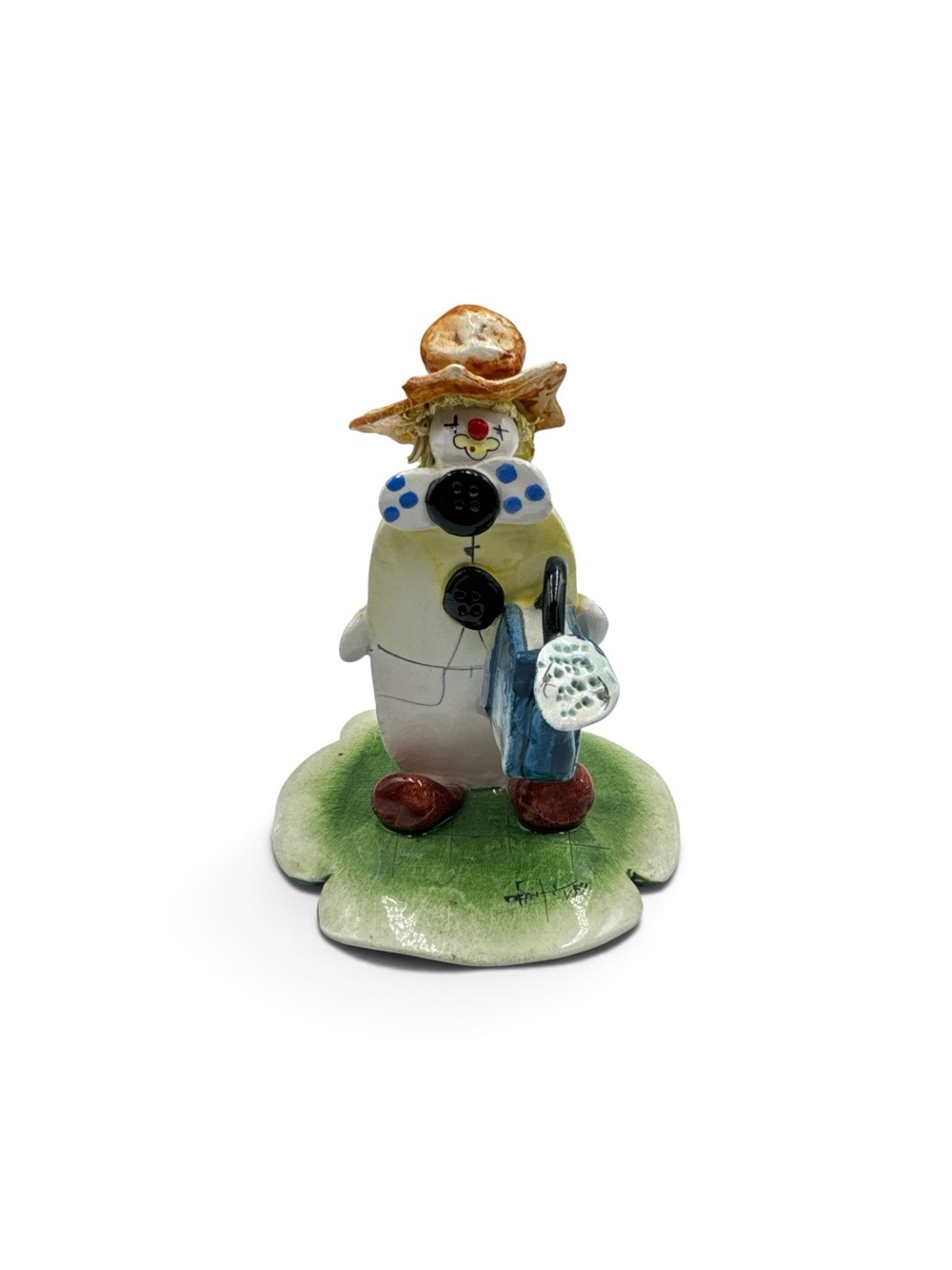 Vintage Lino Zampiva Pastelceramica Italian Pottery Gardener Clown Watering Can